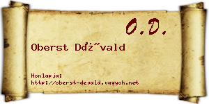 Oberst Dévald névjegykártya